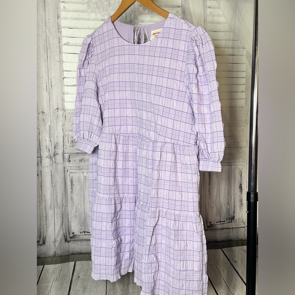 DARCIA DRESS IN LILAC CHECK - Picture 7 of 9
